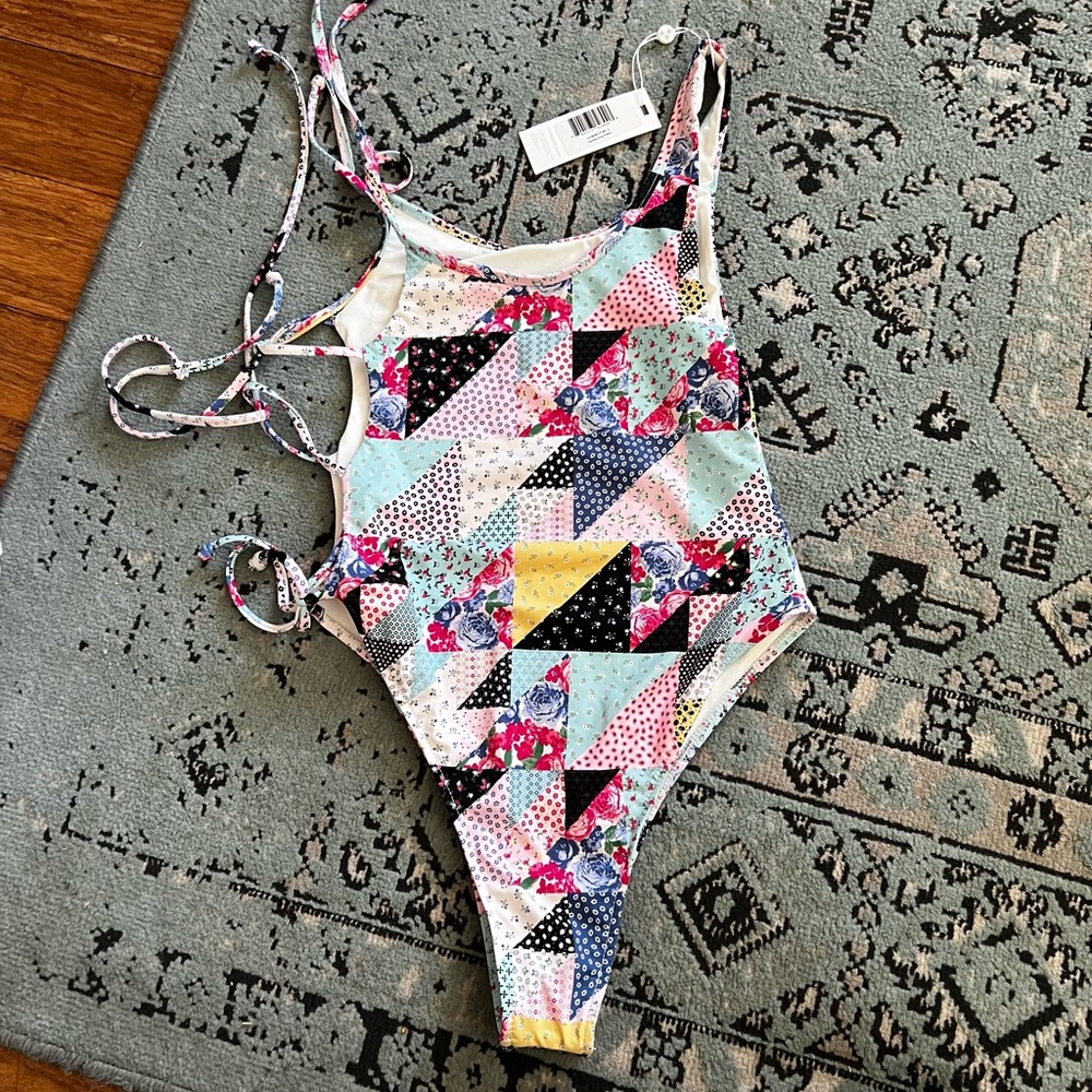Frankie's Bikinis Multicolor Patchwork One Piece - image 8